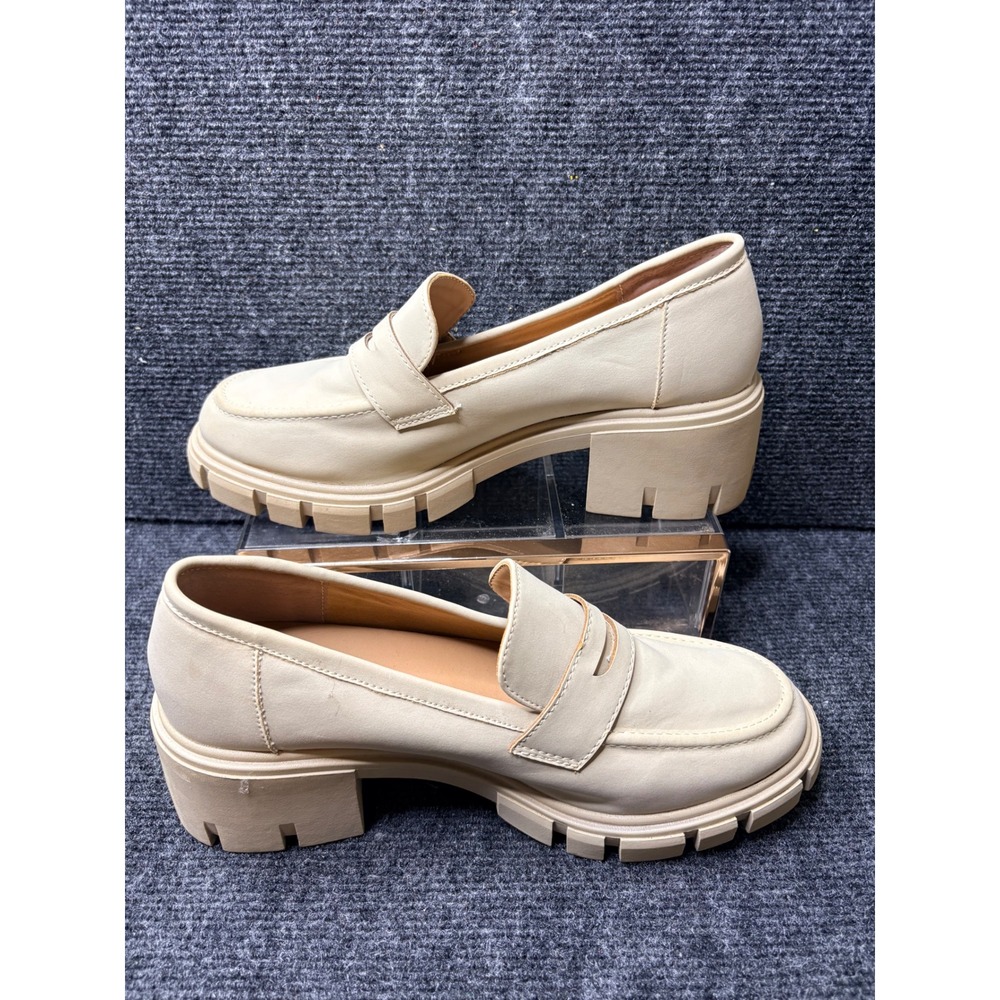 Sincerely Jules Dylan Cream Lug Sole Penny Loafers Womens 9M Chunky Block Heel - Picture 8 of 10